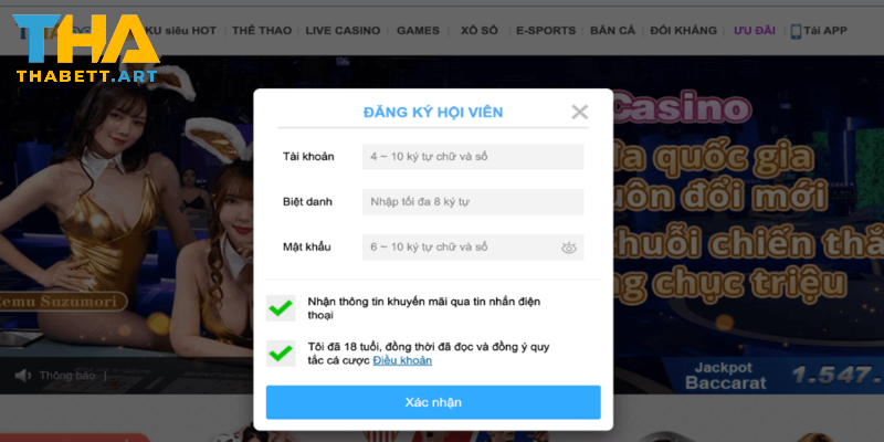 Vào website nhà cái để đăng ký Thabet